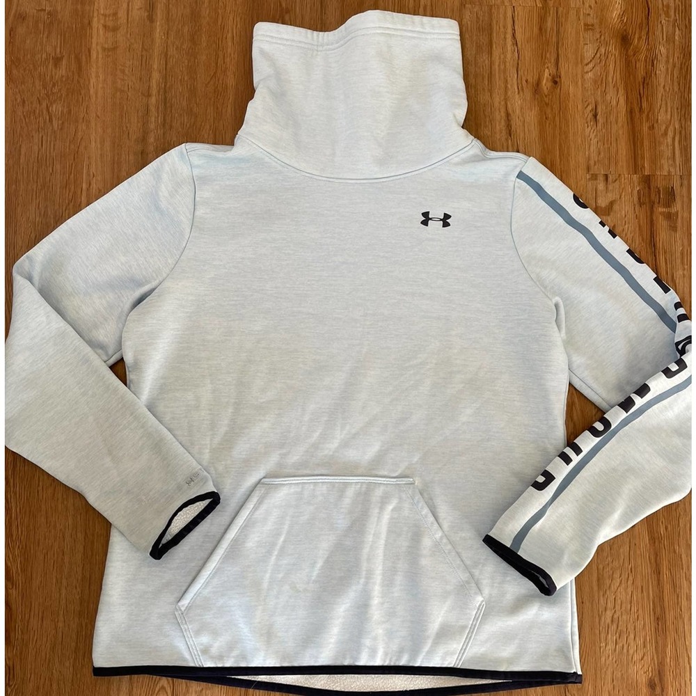 Women's Under Armour Hoodie Sweater Medium Baby Blue Cold Gear